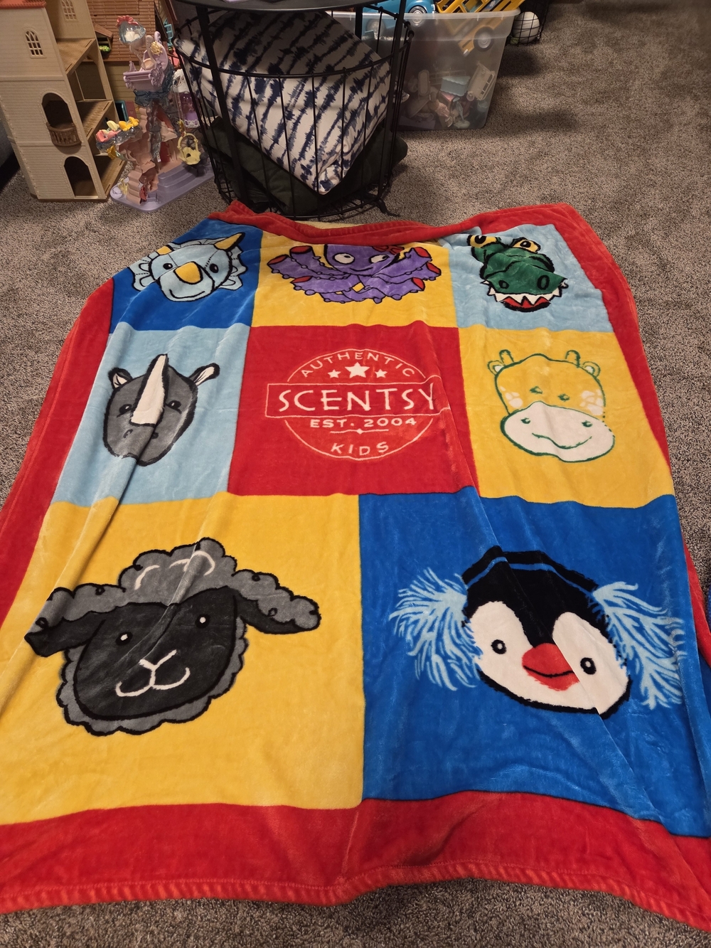 Scentsy Kids Buddy Blanket Plush Animal Patchwork - Multicolor EUC/like New